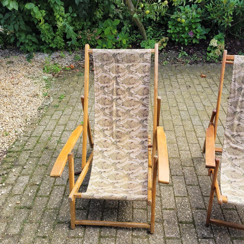 Brocante vintage oude strandstoel tuinstoel, Tuin en Terras, Ophalen, Gebruikt, Brocante La Campagne, Rian.verbeet@gmail.com