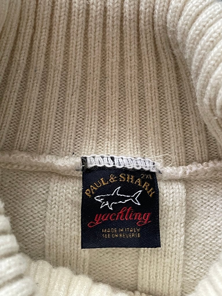 **PAUL & SHARK** ZGAN Mooie CREME Heren Structuur COLTRUI., Maat 52/54 (L), Verzenden, Beige, Zo goed als nieuw