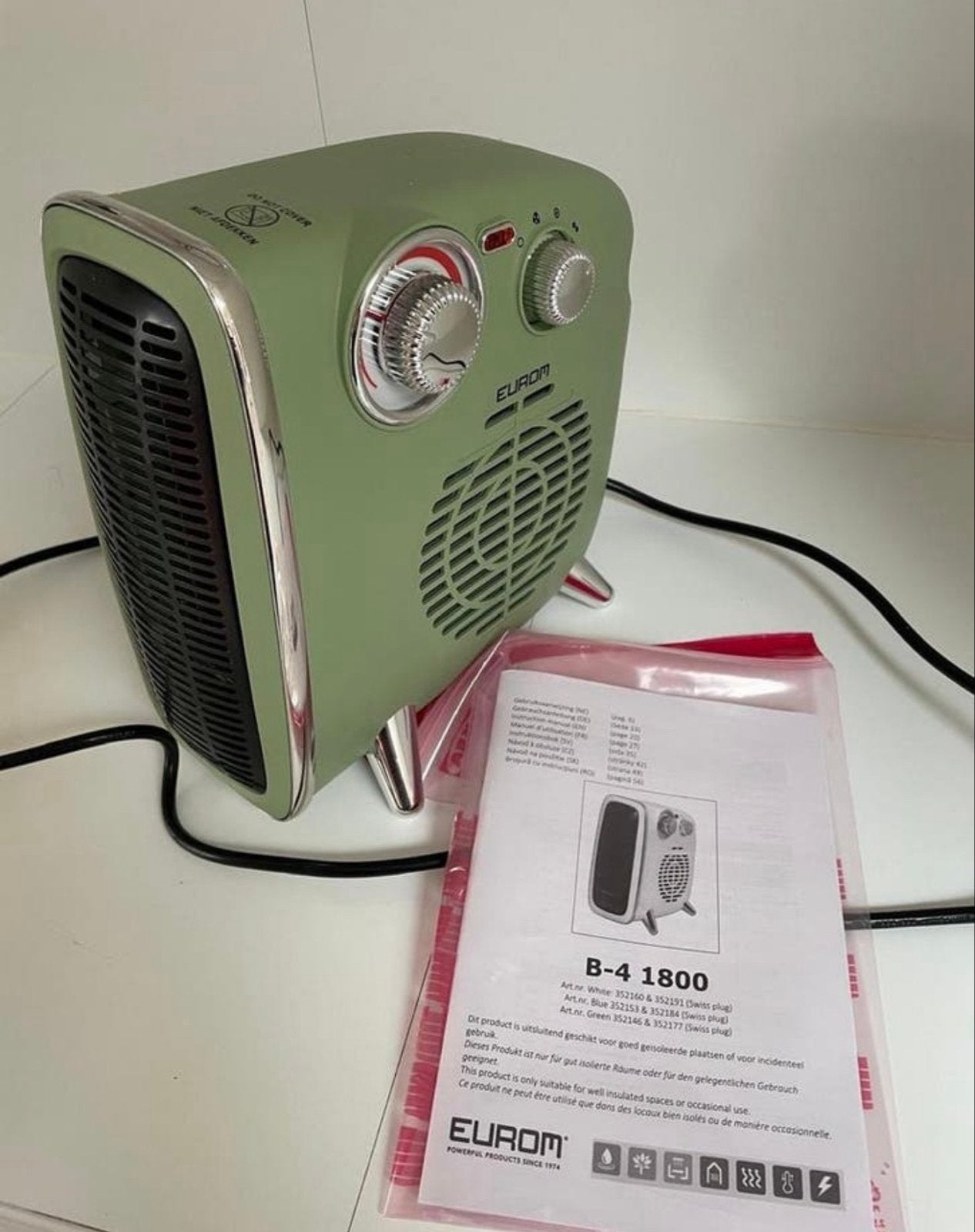 Eurom B-4 1800 Kachel - Groen, Doe-het-zelf en Verbouw, Verwarming en Radiatoren, Minder dan 30 cm, Kachel, Minder dan 60 cm, Ophalen of Verzenden