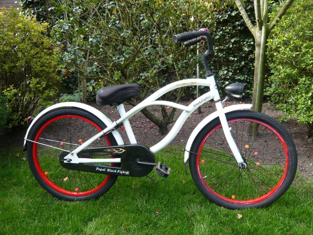 Mooie 22inch popal black fighter wit/rood/zwart, Fietsen en Brommers, Fietsen | Jongens, Ophalen, Gebruikt, Terugtraprem, 22 inch