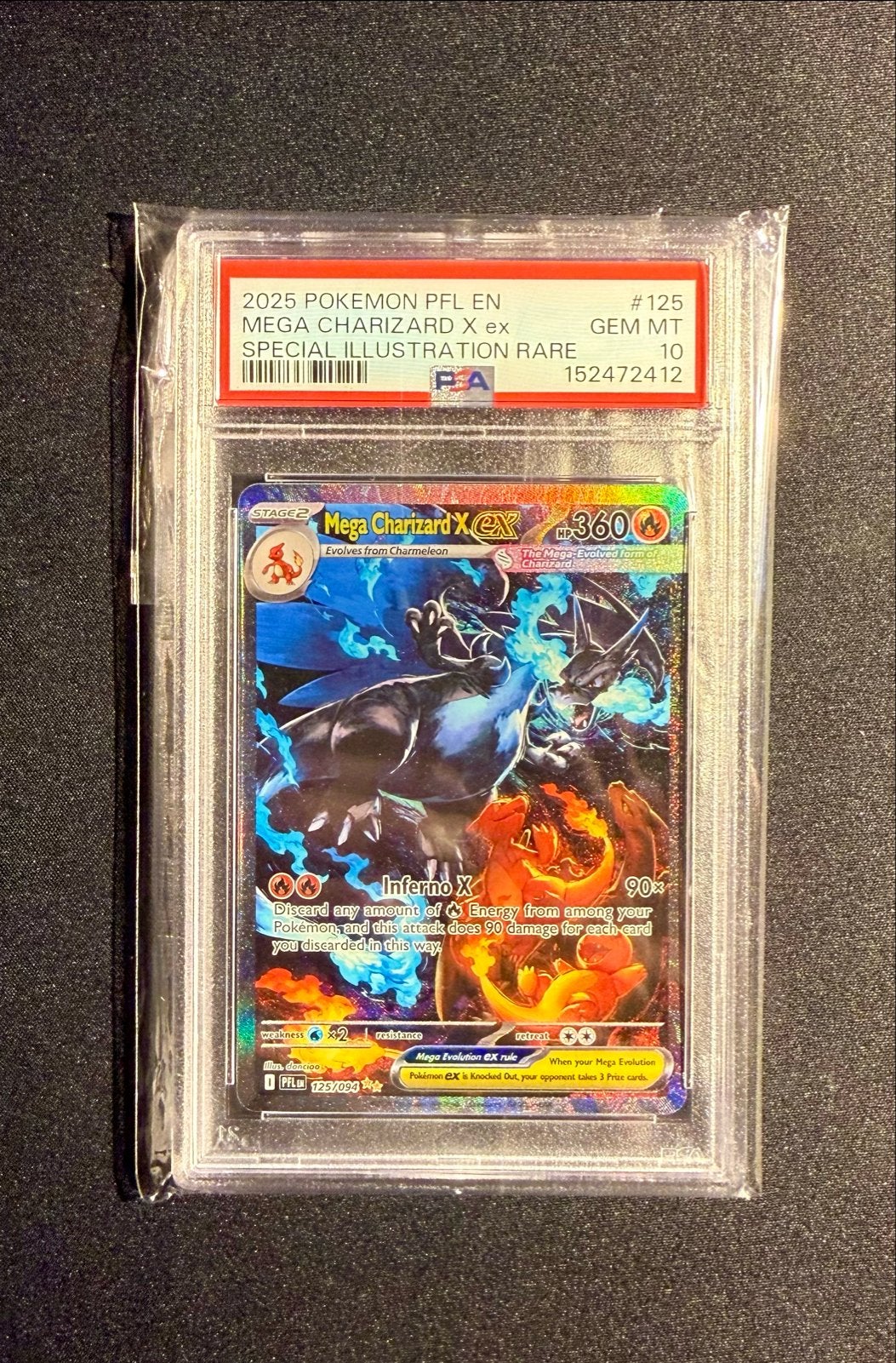 PSA 10 Mega Charizard X EX — Phantasmal flames — Gem mint 10, Ophalen of Verzenden, Nieuw, Losse kaart