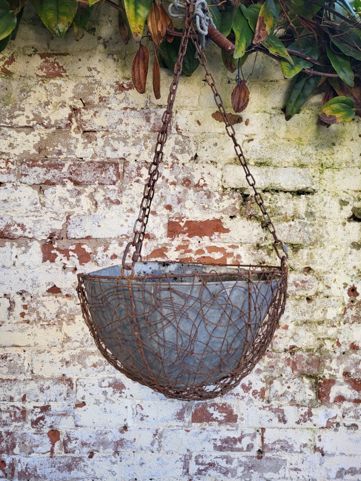 oude brocante zinken plantenhanger  / allegonda, Antiek en Kunst, Ophalen of Verzenden