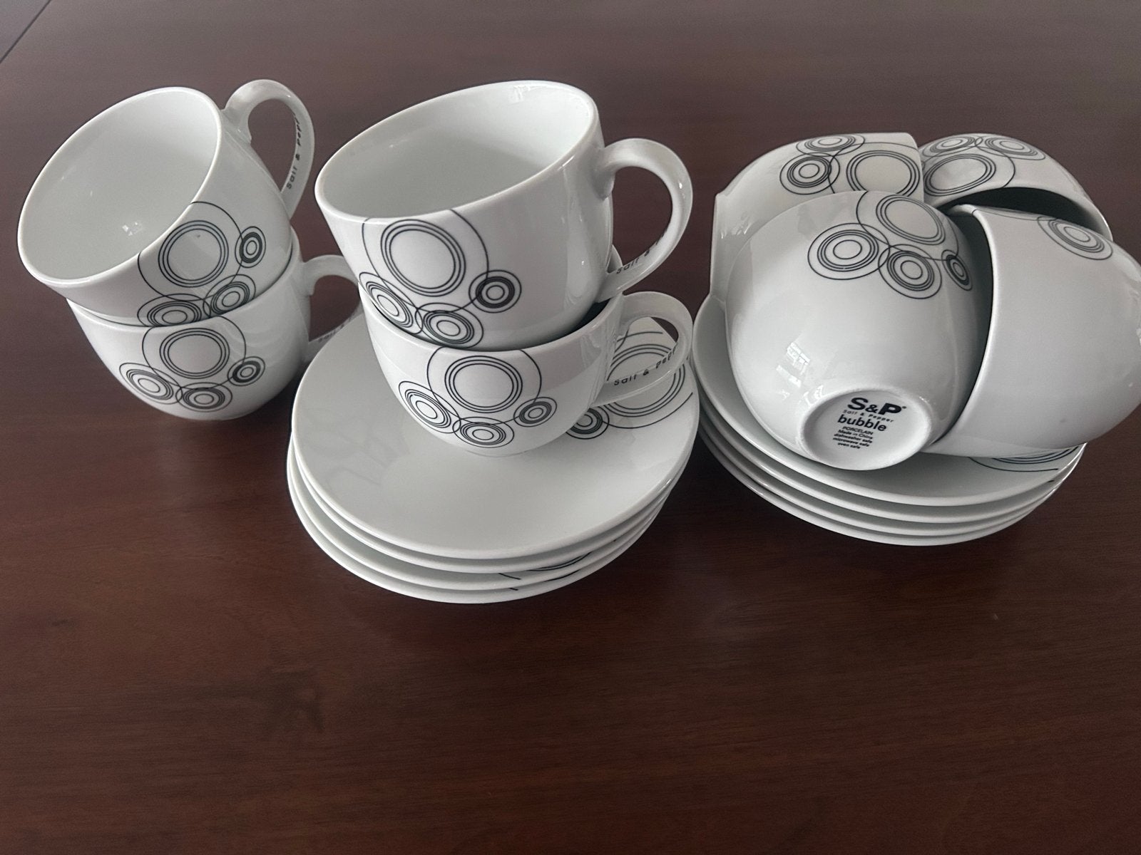 S&P Bubble porseleinen kop en schotel set (8 stuks), Huis en Inrichting, Keuken | Servies, Nieuw, Ophalen of Verzenden, Overige stijlen