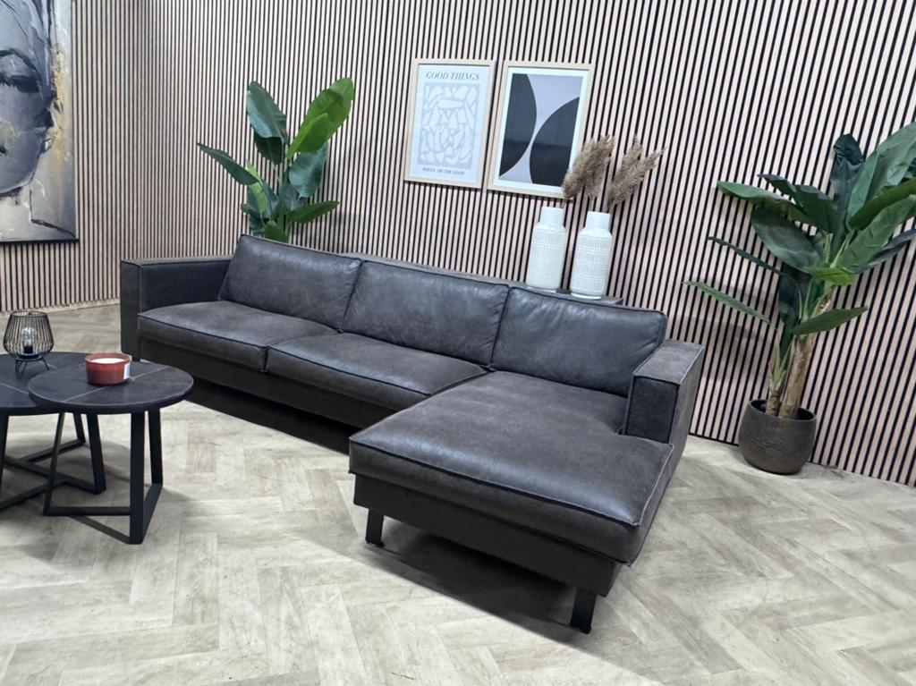 ZGAN Pronto Hoekbank Microleer - Antraciet - 289 x 150, Huis en Inrichting, -, -, Hoekbank, Leer