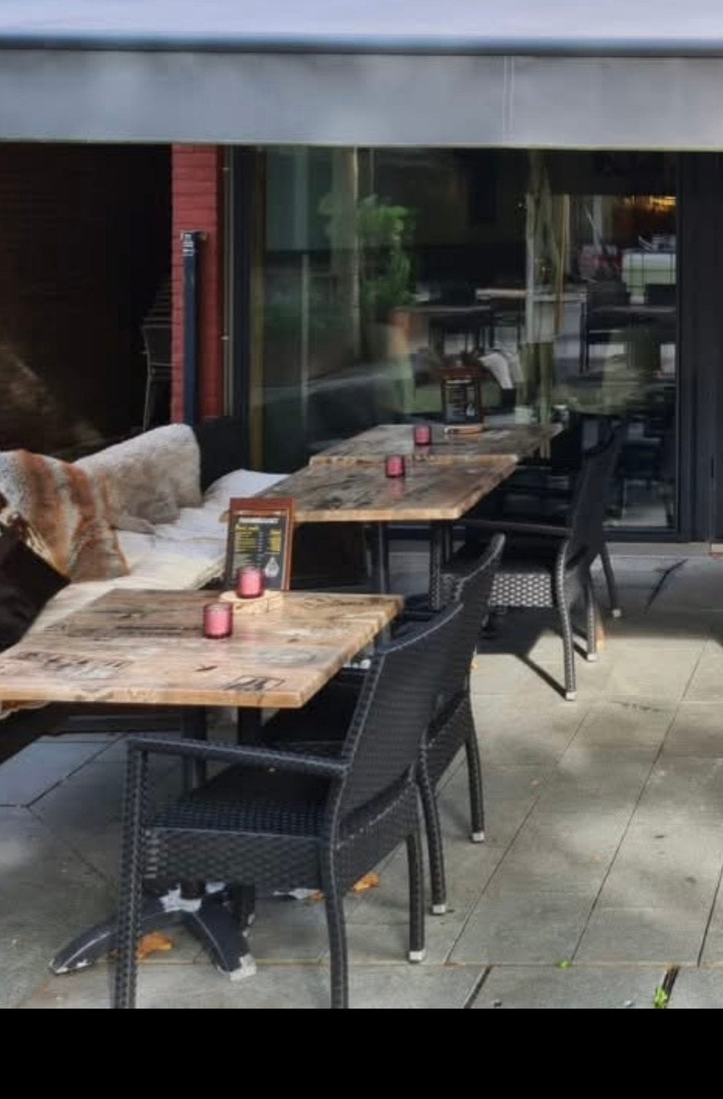 16 tafels en 64 terras stoelen, Ophalen, Gebruikt, Rechthoekig, Hout
