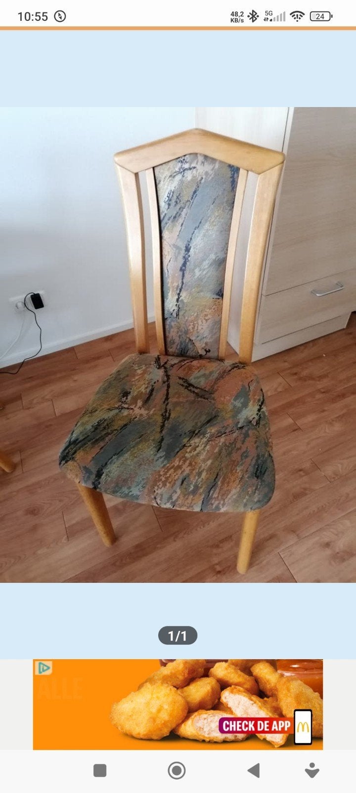 Gratis 4 Stuks nette eetkamerstoelen licht eiken, Ophalen