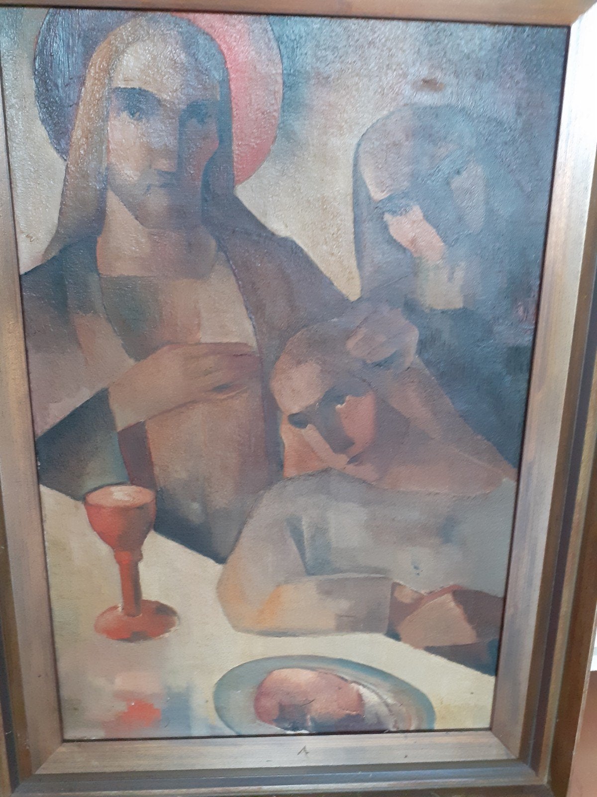 Olieverfschilderij: Christus met discipelen, gesigneerd, Ophalen of Verzenden