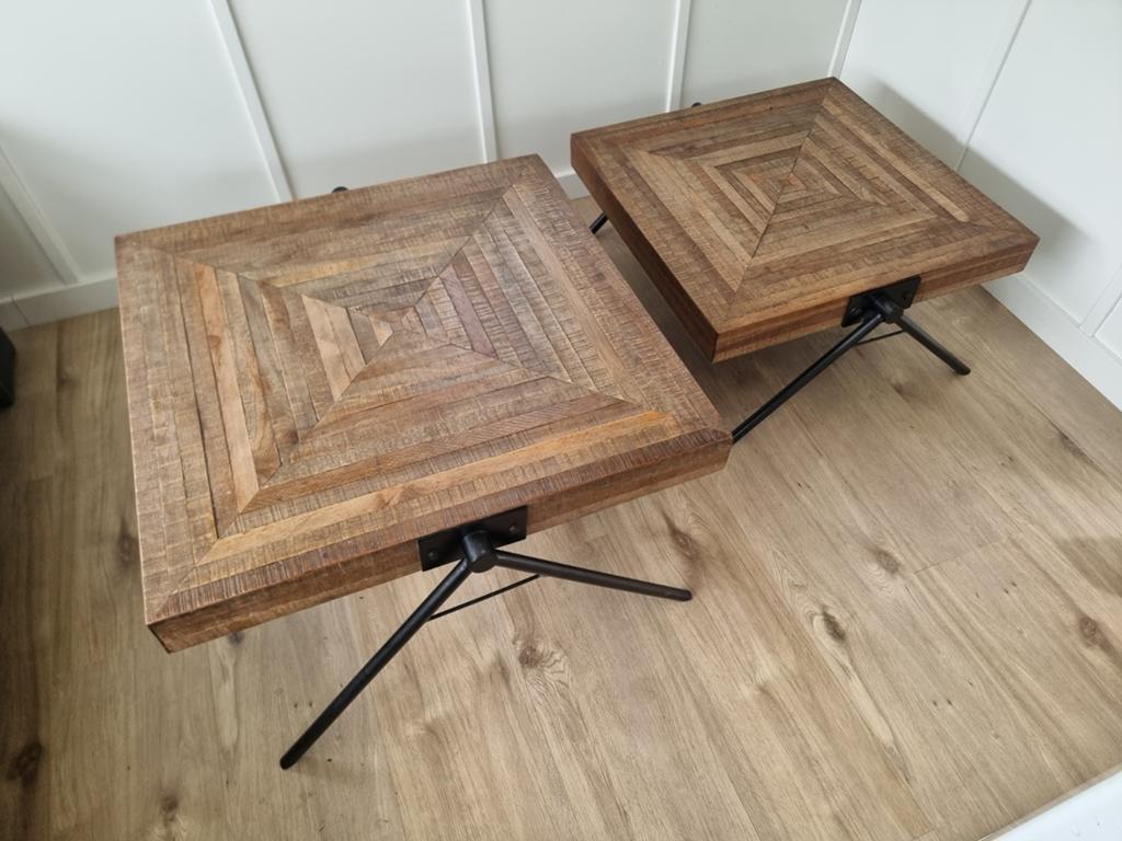 Mooie set van 2 industriële Salontafels!!!, Huis en Inrichting, 50 tot 100 cm, Zo goed als nieuw, Minder dan 50 cm, 50 tot 100 cm