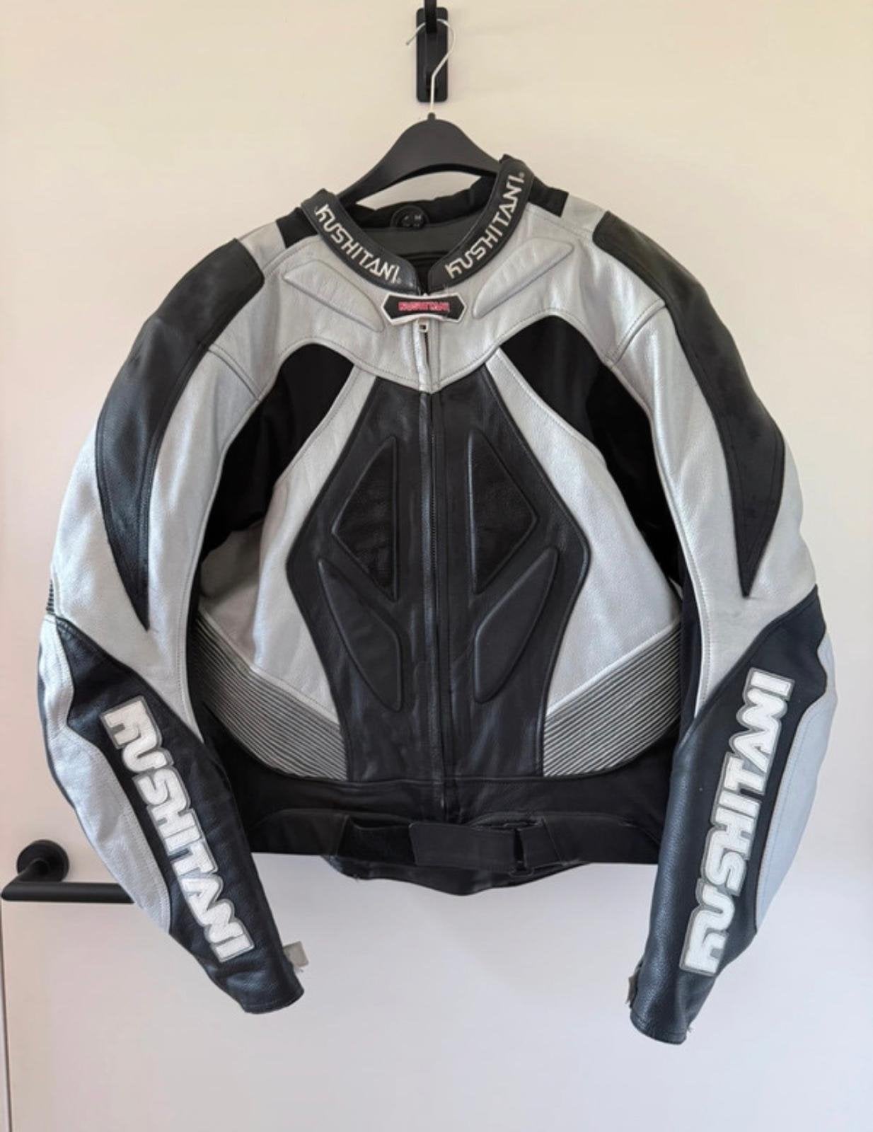 Kushitani Leren Motorpak (Jas en Broek) - Zwart/Grijs, Ophalen, Tweedehands, Heren, Jas | leer