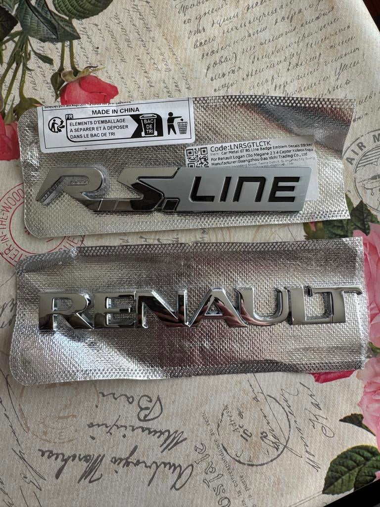 RS-Line en Renault emblemen, Auto diversen, Ophalen of Verzenden