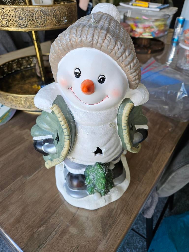 Kerst sneewpop met lampjes, Ophalen