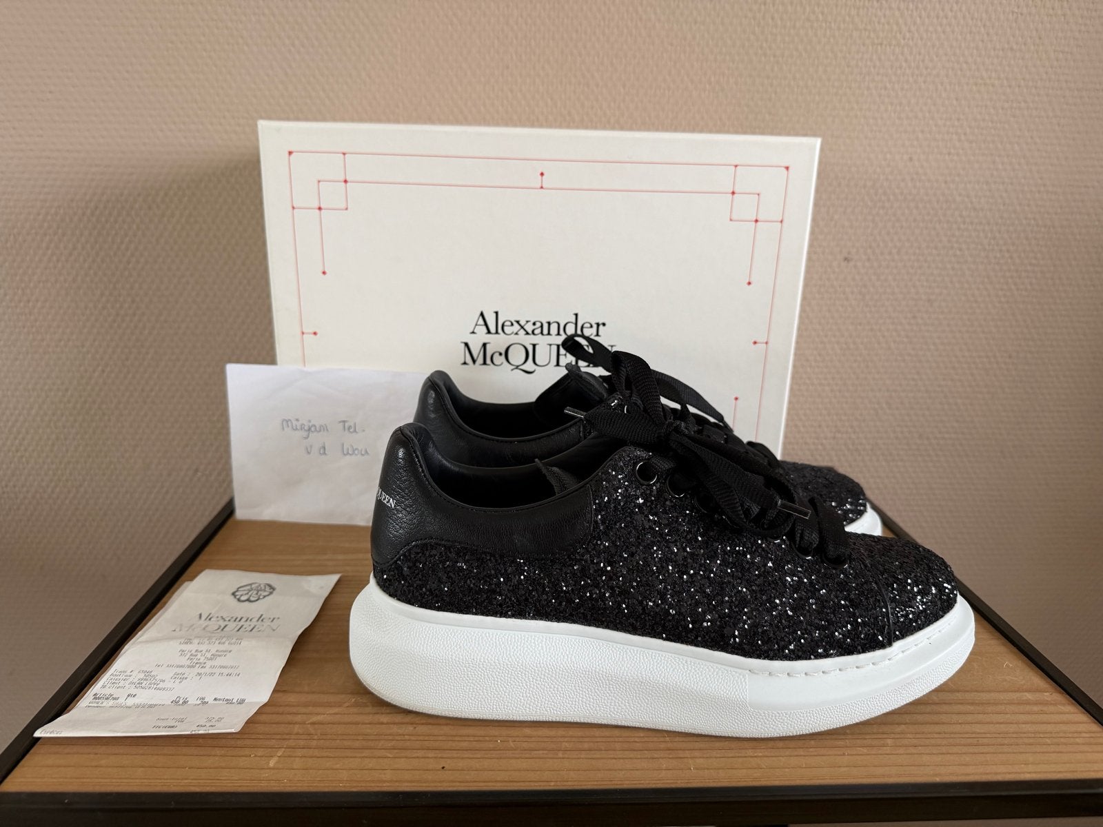 Alexander McQueen Sneakers Zwart Glitter 39, Zwart, Ophalen of Verzenden, Sneakers of Gympen, Zo goed als nieuw