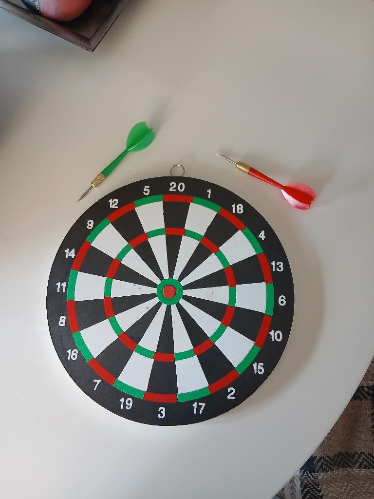 Houten dardbord 2 kanten, Ophalen, Zo goed als nieuw, Dartbord met pijlen, Soft tip