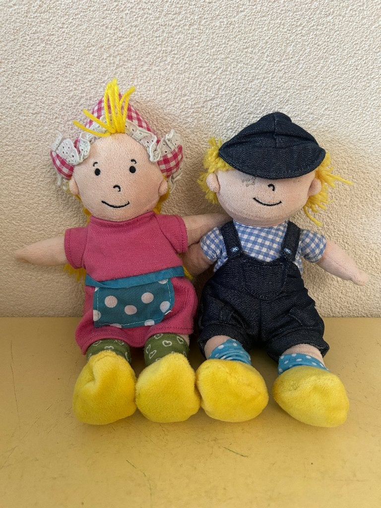 Fien & Teun pluche knuffels - 30 cm set van 2 stuks, Kinderen en Baby's, Speelgoed | Knuffels en Pluche, Gebruikt, Overige typen