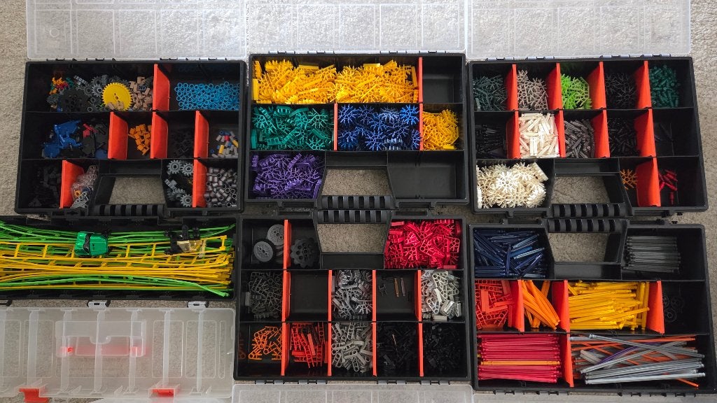 Grote partij K'NEX – volledig gesorteerd in bakken, Ophalen, Gebruikt, K'nex