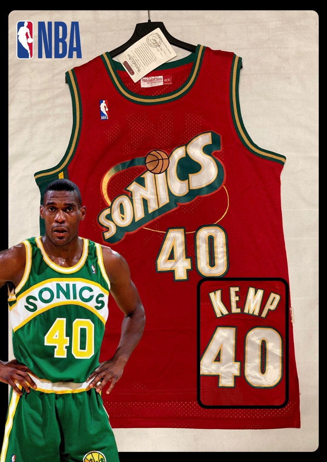 NBA Seattle Supersonics Shawn Kemp #40 maat M en XXL, Ophalen of Verzenden, Nieuw, Kleding