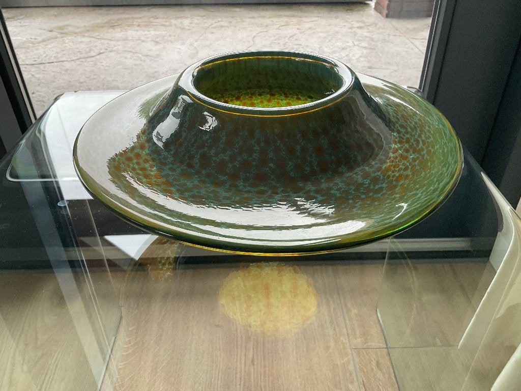 Glas groen Bernard Heesen, Handgemaakt, 14 cm, Ophalen of Verzenden, Groen