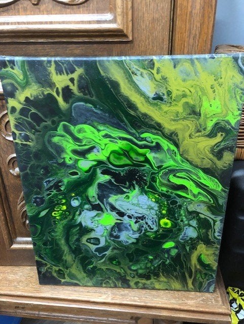 Nr5 schilderij 40x50 groen nieuw, Ophalen of Verzenden, Nieuw, Minder dan 50 cm, Schilderij