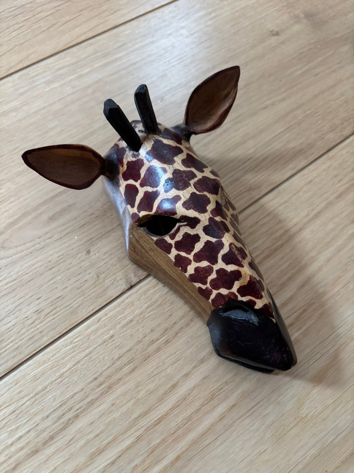 Houten Giraffe hoofd uit Zuid Afrika, Ophalen of Verzenden