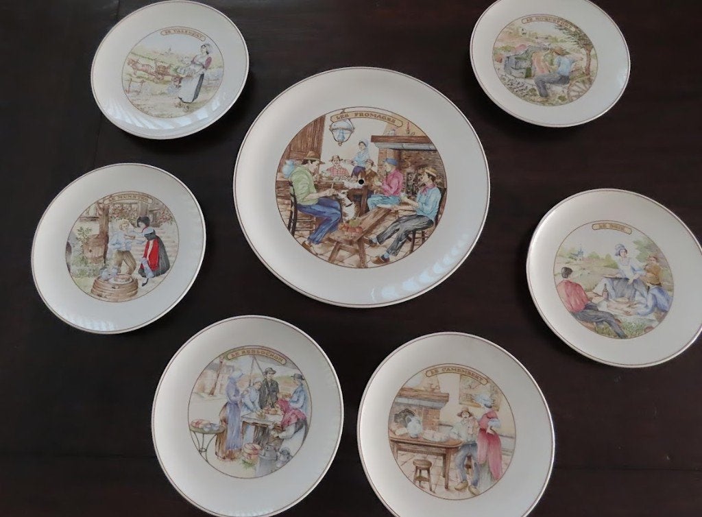 Pillivuyt France porseleinen wandborden complete set (6), Ophalen