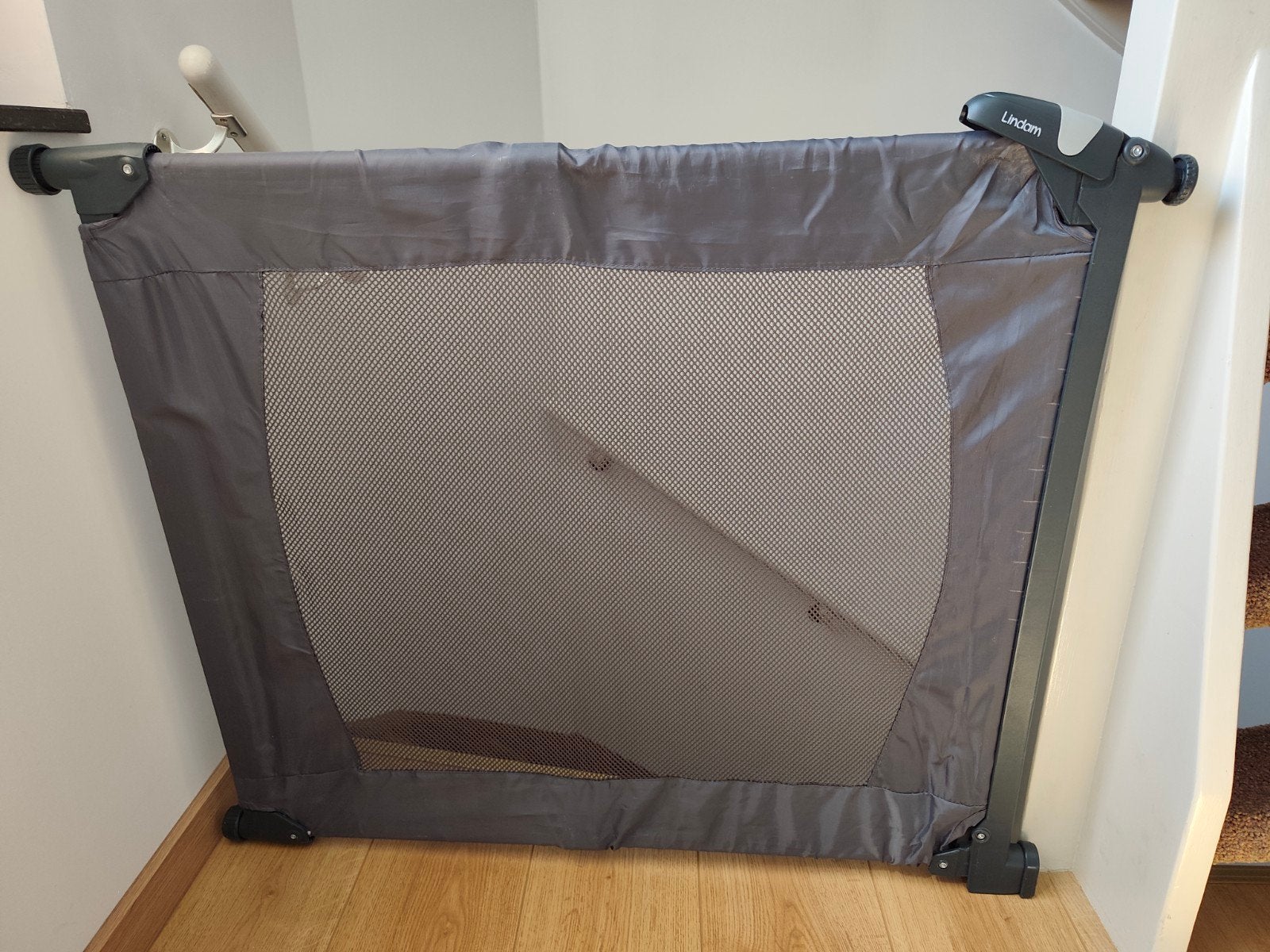 Lindam Flexi-Guard oprolhekje - Veiligheid voor kinderen, Oprolhekje, Ophalen of Verzenden, Zo goed als nieuw, Metaal of IJzer