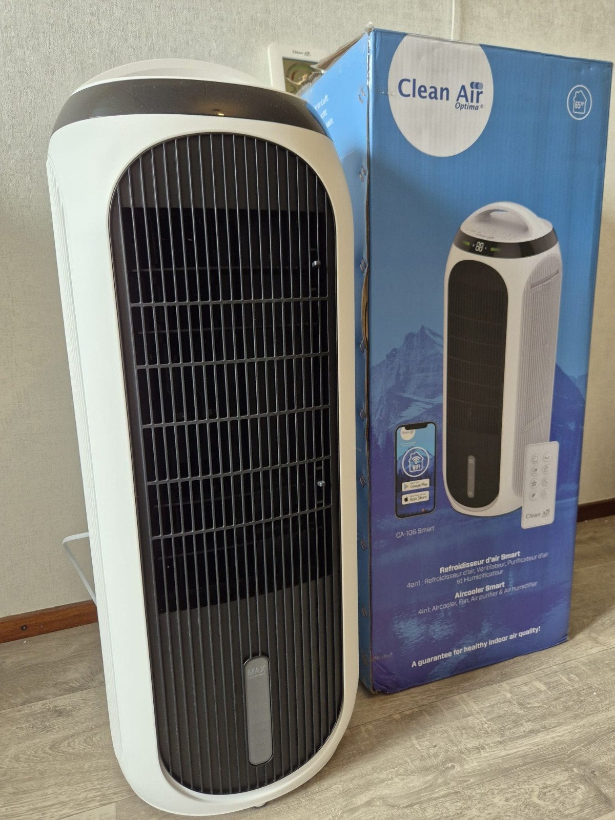 Clean Air Optima CA-106 Smart 4-in-1 Aircooler (Nieuw + Bon), Witgoed en Apparatuur, Airco's, Minder dan 60 m³, Timer, 3 snelheden of meer