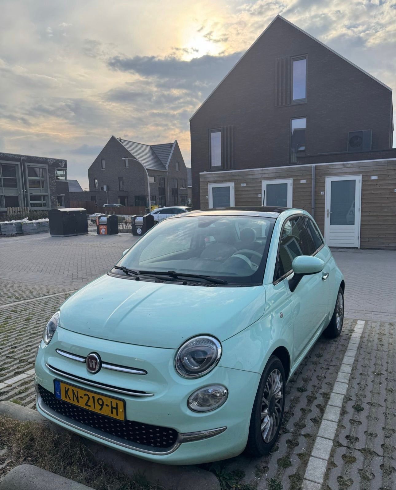 Fiat 500 Twinair Turbo 80pk 2016 Groen, Auto's, Voorwielaandrijving, 31 €/maand, 905 kg, Origineel Nederlands