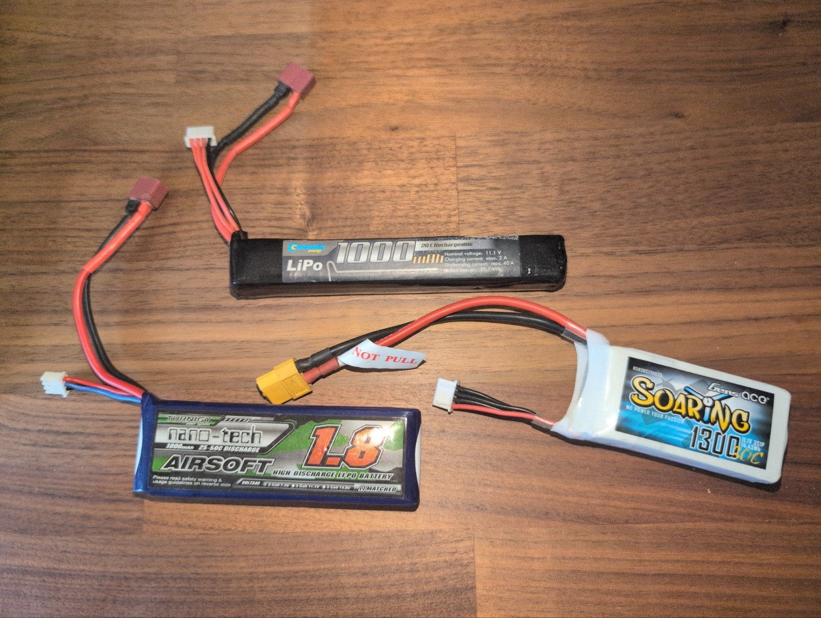 Lipo Accu Set: 11.1V 1300mAh, 11.1V 1000mAh, 7.4V 1800mAh, Ophalen of Verzenden, Gebruikt