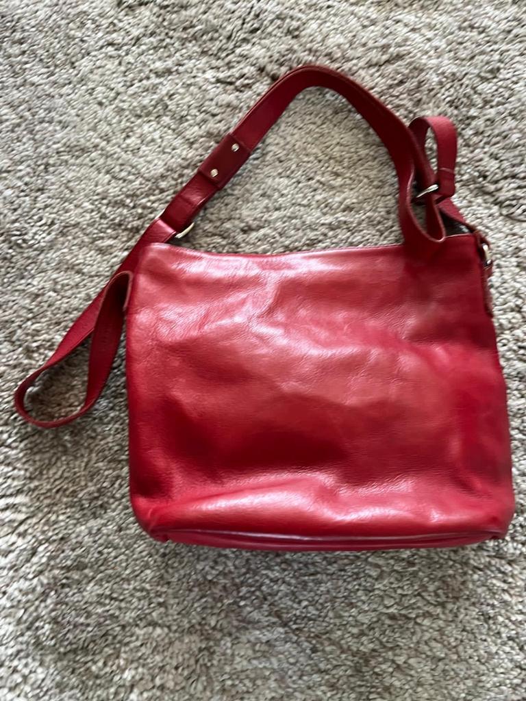 Rode Saccoo leren tas, Ophalen of Verzenden, Gebruikt, Rood, Schoudertasje