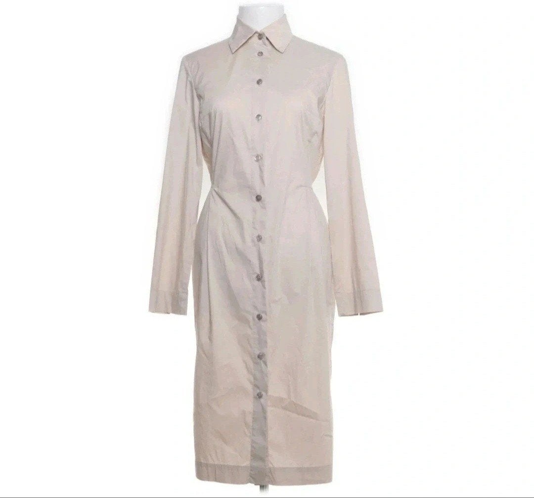 Riani Beige Katoenen Doorknoopjurk Maat 34, Verzenden, Zo goed als nieuw, Maat 34 (XS) of kleiner, Onder de knie