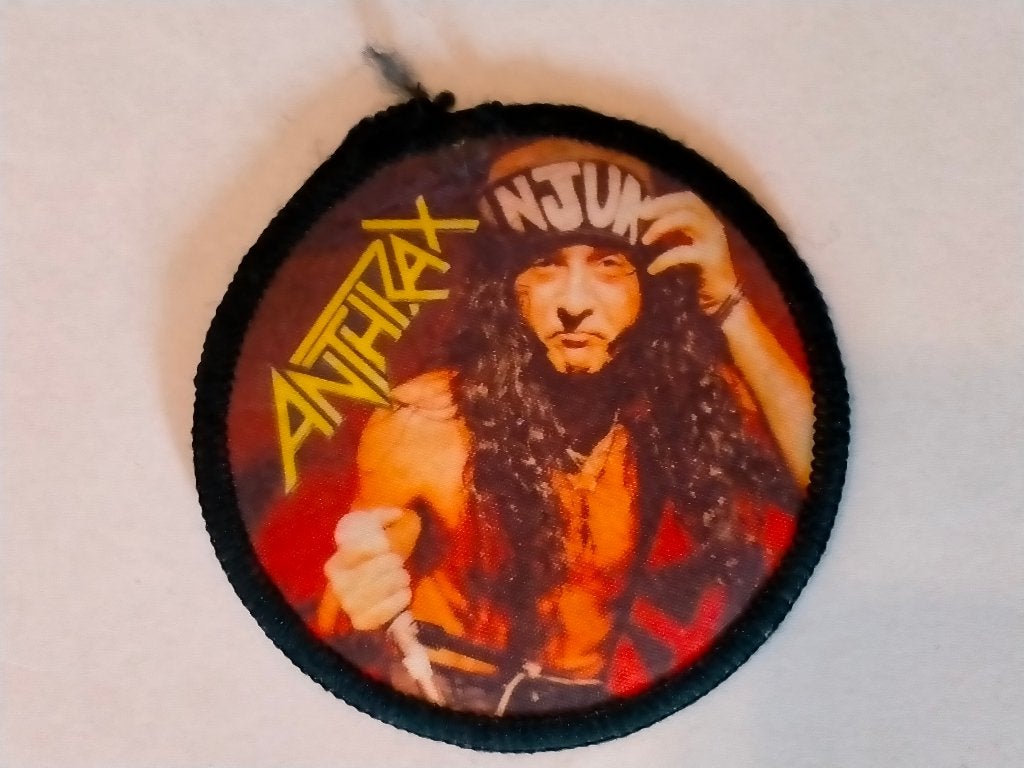 Anthrax metal hardrock vintage ronde kleding patch embleem, Ophalen of Verzenden, Zo goed als nieuw, Kleding
