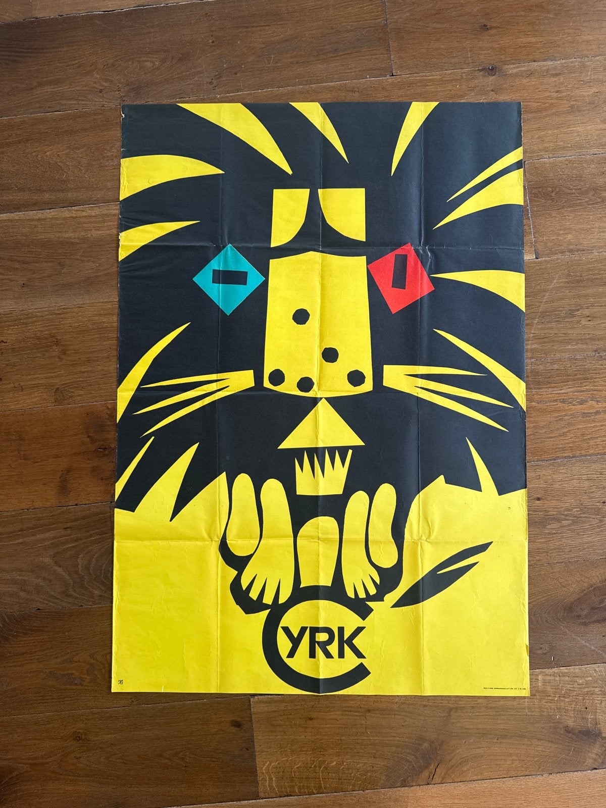 Origineel CYRK affiche - Leeuw met blauw en rood oog, Ophalen of Verzenden, Poster, Origineel