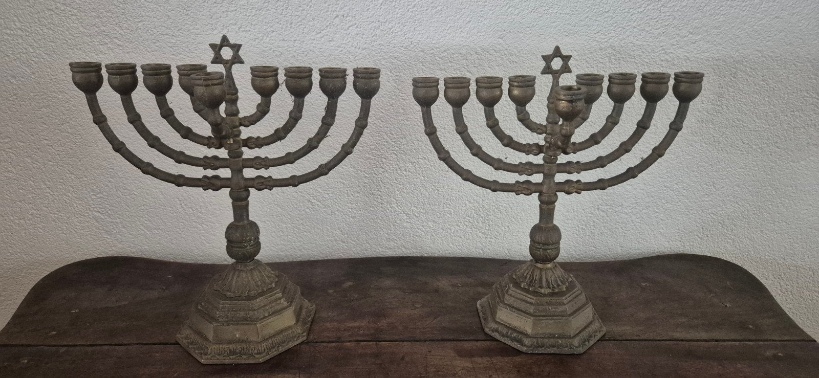 koperen  Menorah kandelaars (set van 2), Ophalen of Verzenden, Koper of Brons
