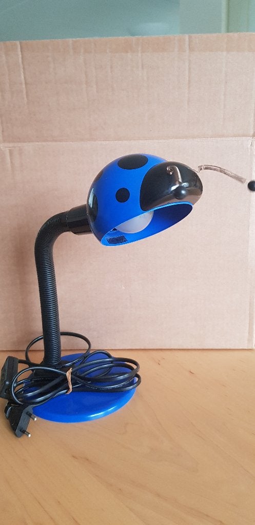 Bureaulamp lieveheersbeestje blauw, Blauw, Inclusief lichtbron, Bureaulamp, Ophalen of Verzenden