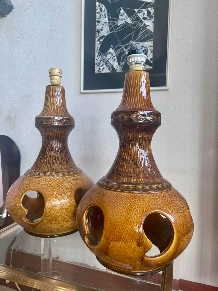 Bay Keramik set van twee vloerlampen vintage, West Germany, Ophalen, Gebruikt, Overige materialen