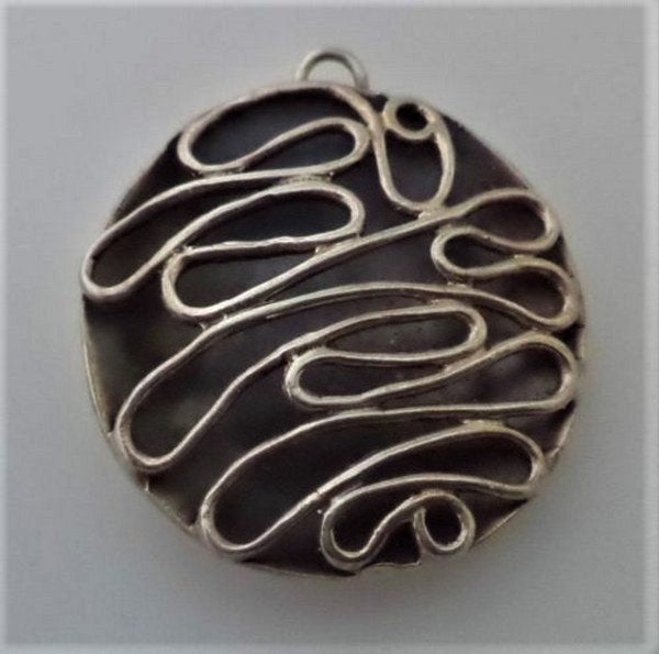 Zilveren Modernistische hanger - Scandinavische Stijl (814), Ophalen, Zo goed als nieuw, Zilver, Zilver