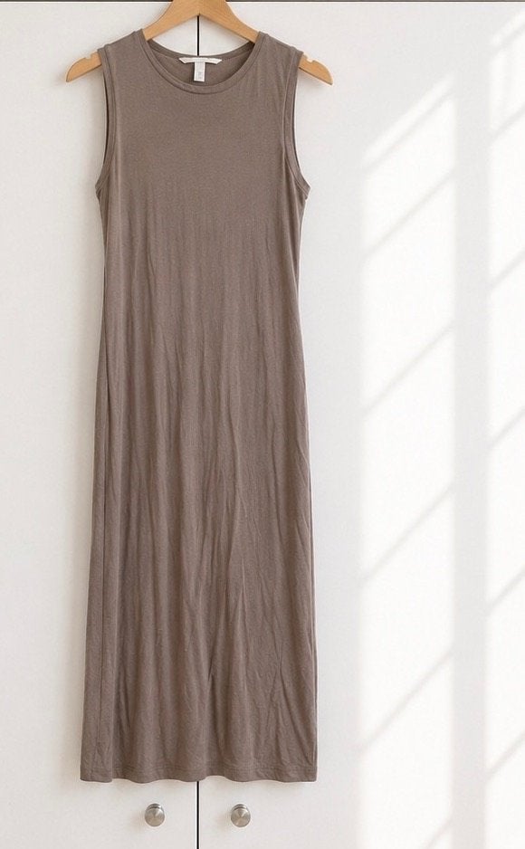 H&M hemd jurk midi beige maat S nieuw, H&M, Beige, Nieuw, Ophalen of Verzenden