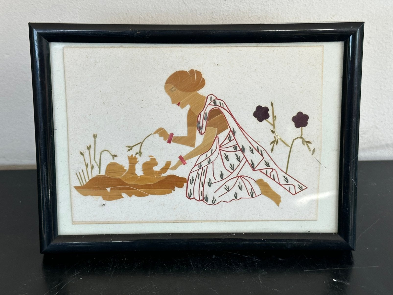 Aziatische Stro Knipkunst Moeder met Baby 11.5/16 cm, Ophalen of Verzenden