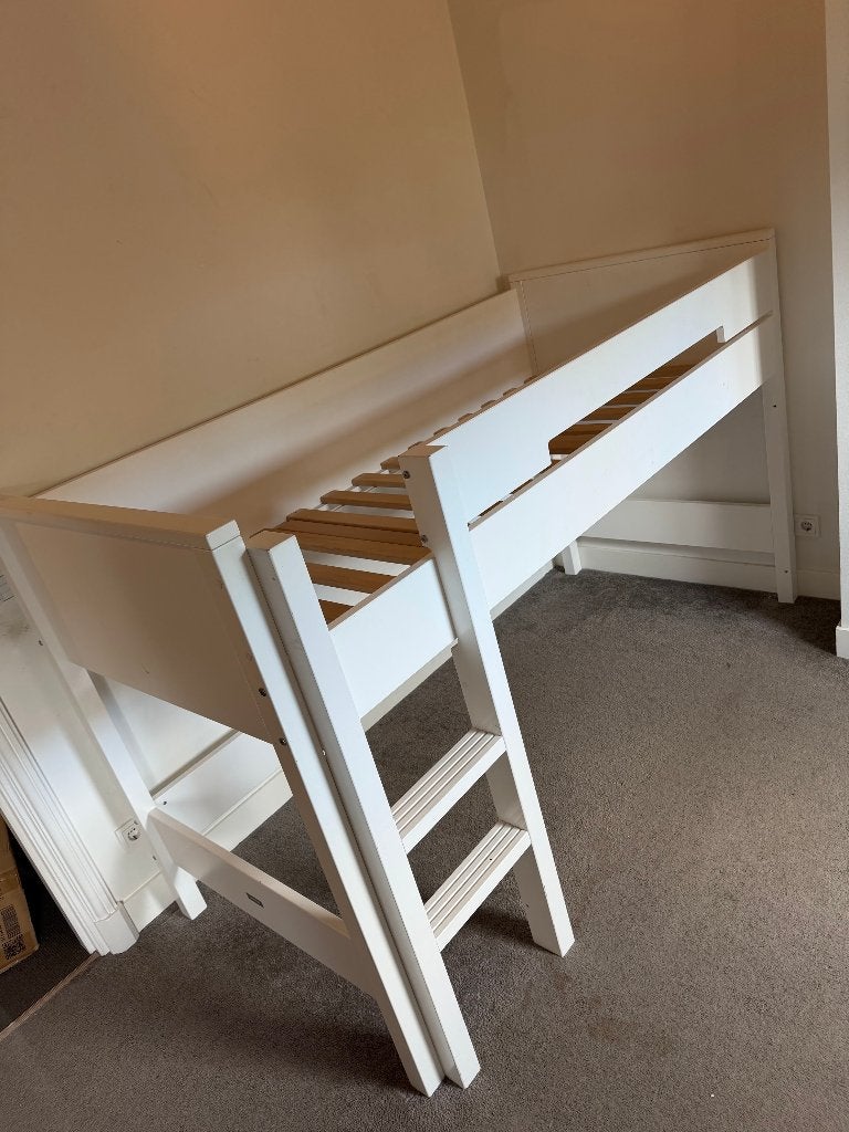 Bopita Hoogslaper 90x200 met rechte trap wit, Kinderen en Baby's, Ophalen, Gebruikt, Hoogslaper