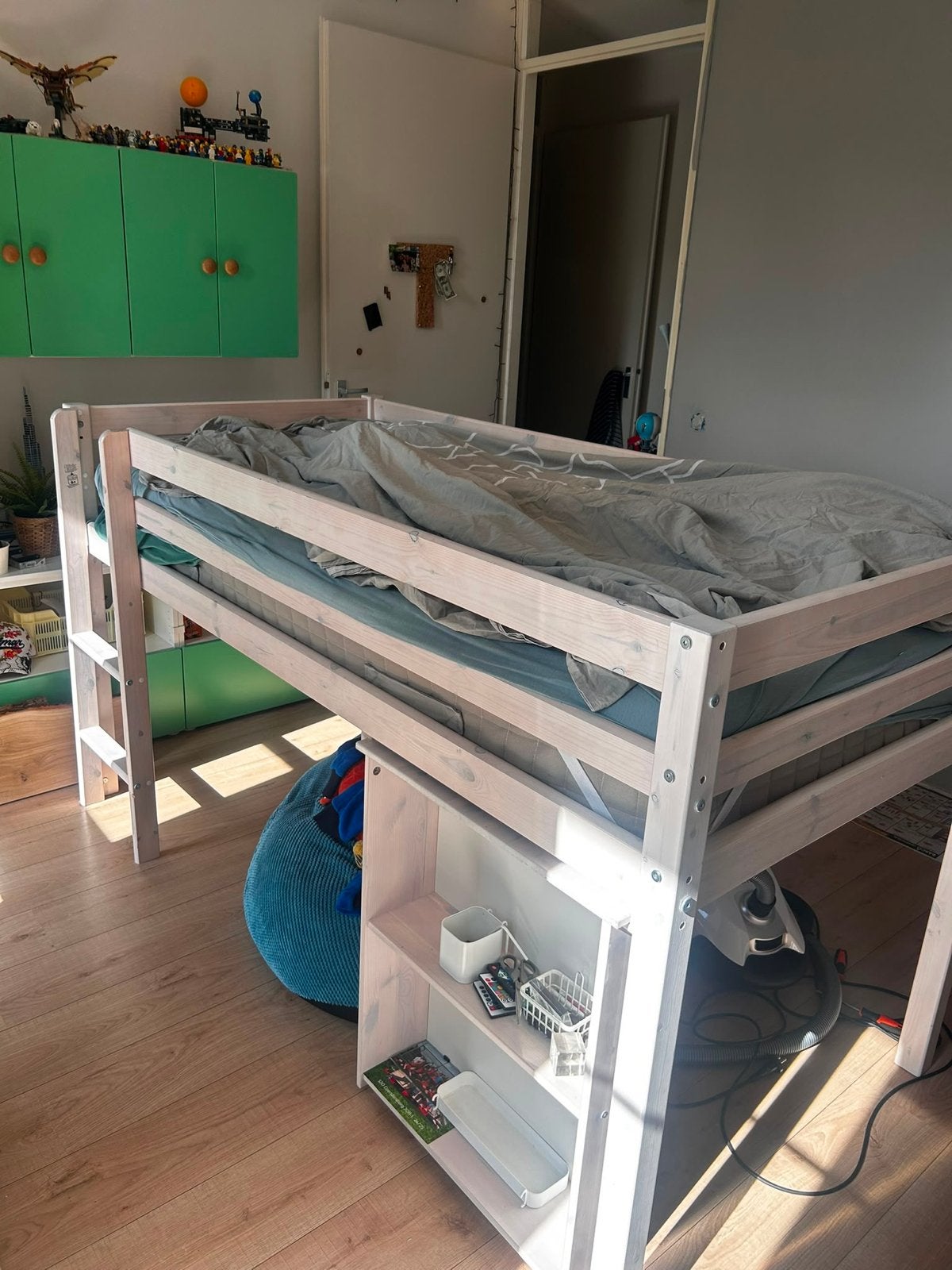 Halfhoogslaper met bureau en opbergruimte, Ophalen, Gebruikt, 90 cm, Eenpersoons