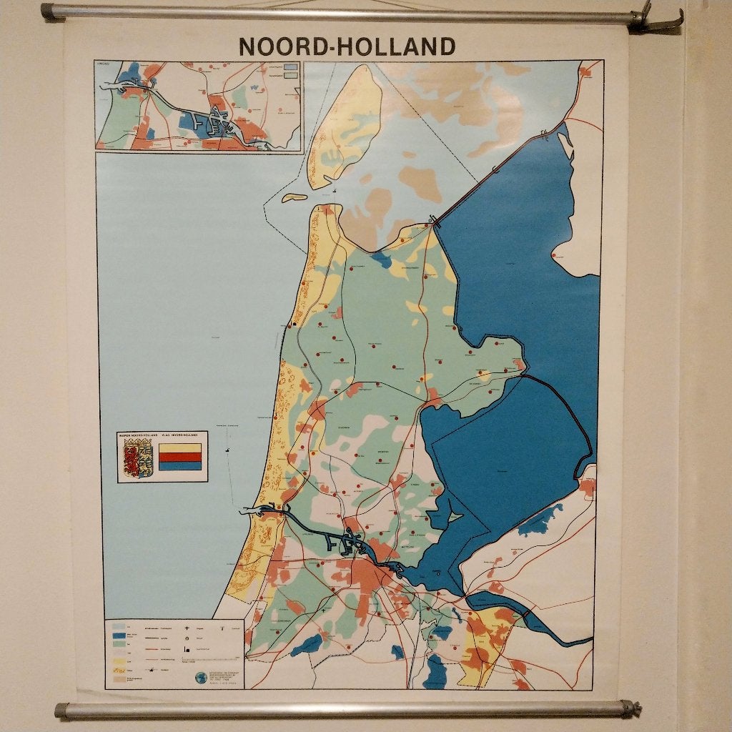 Wandkaart provincie Noord-Holland, Ophalen of Verzenden, Aardrijkskunde