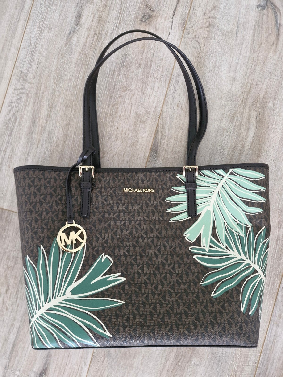 Michael Kors Shopper met palmbladprint, Verzenden, Nieuw, Bruin, Shopper