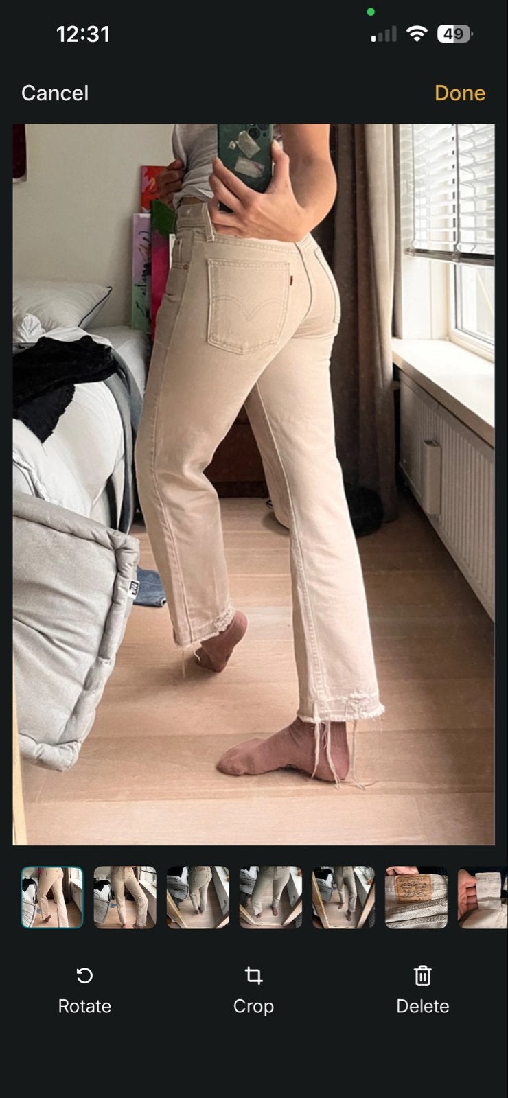 Vintage Levi's 615 beige jeans W28 L30, Kleding | Dames, Ophalen of Verzenden, Gedragen, Overige kleuren, Overige jeansmaten