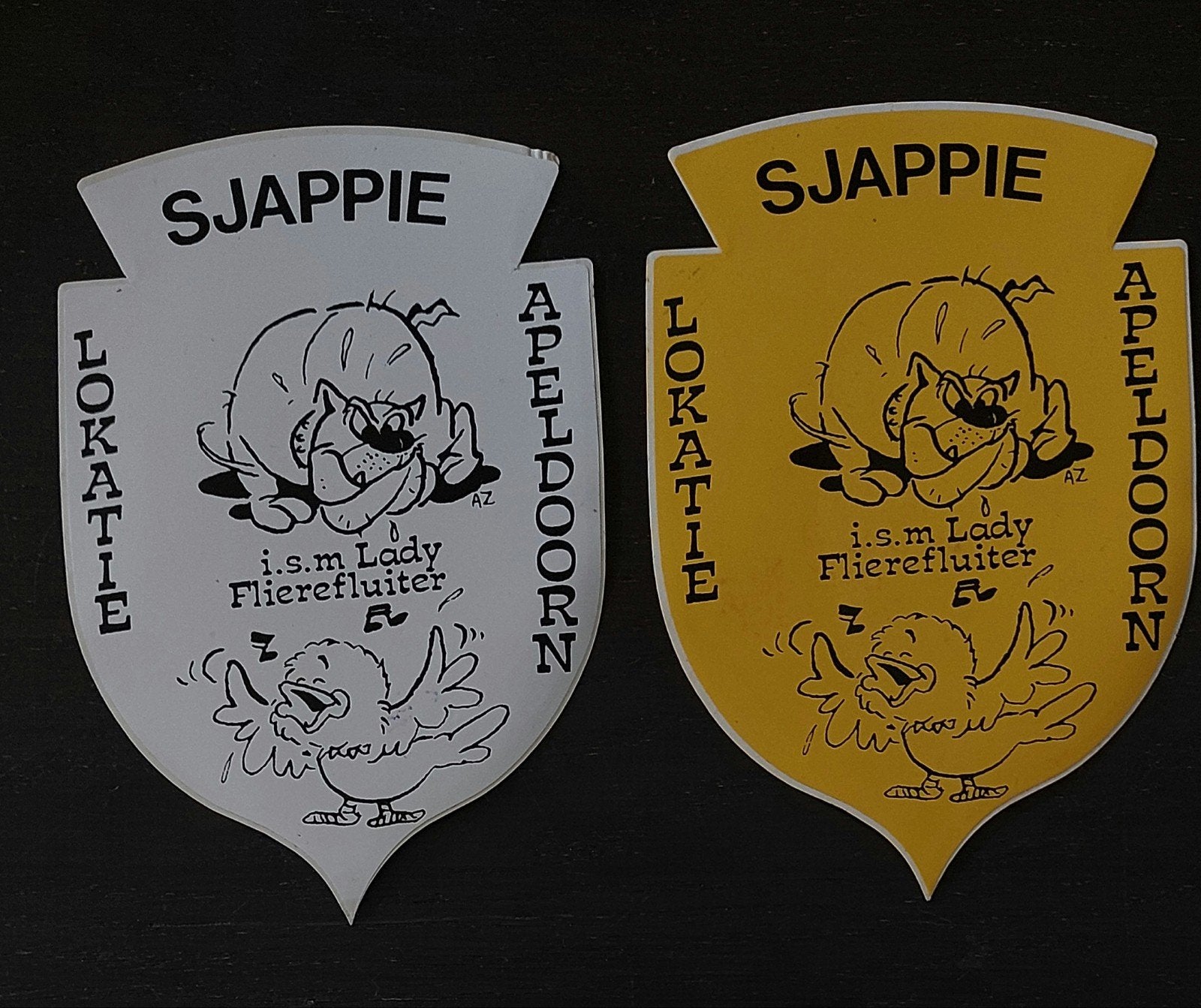2 stickers Sjappie Lady Flierefluiter Apeldoorn piraat, Ophalen of Verzenden