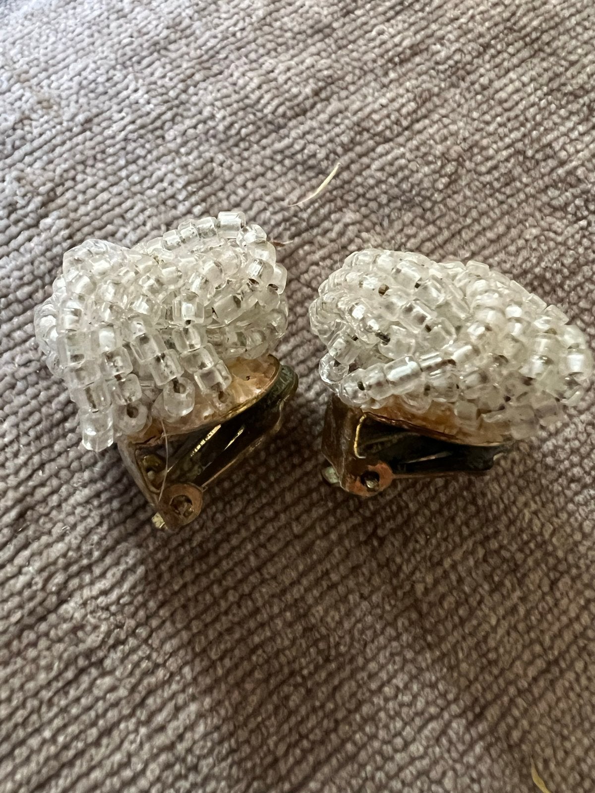Vintage Oorbellen met Kralen - Uniek Design, Overige materialen, Gebruikt, Wit, Ophalen of Verzenden