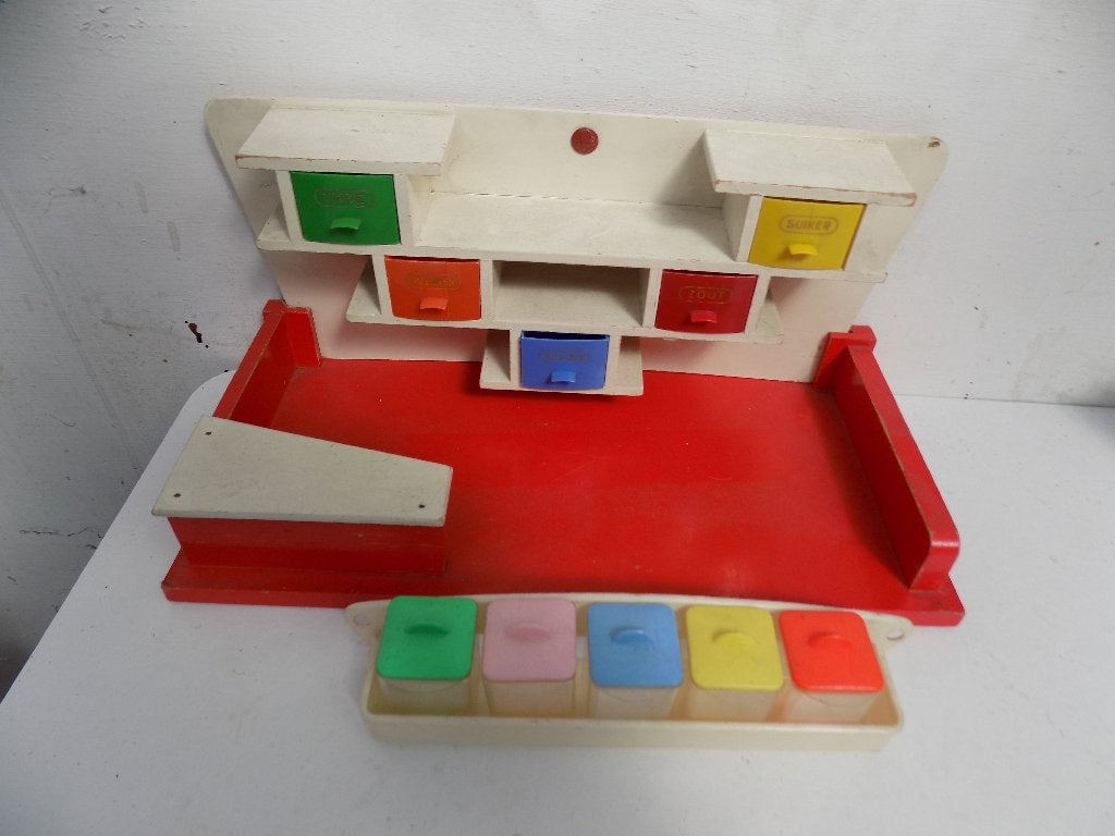 Vintage houten speelgoed winkel keuken Okwa, Hobby en Vrije tijd, Overige Hobby en Vrije tijd, Gebruikt, Ophalen of Verzenden