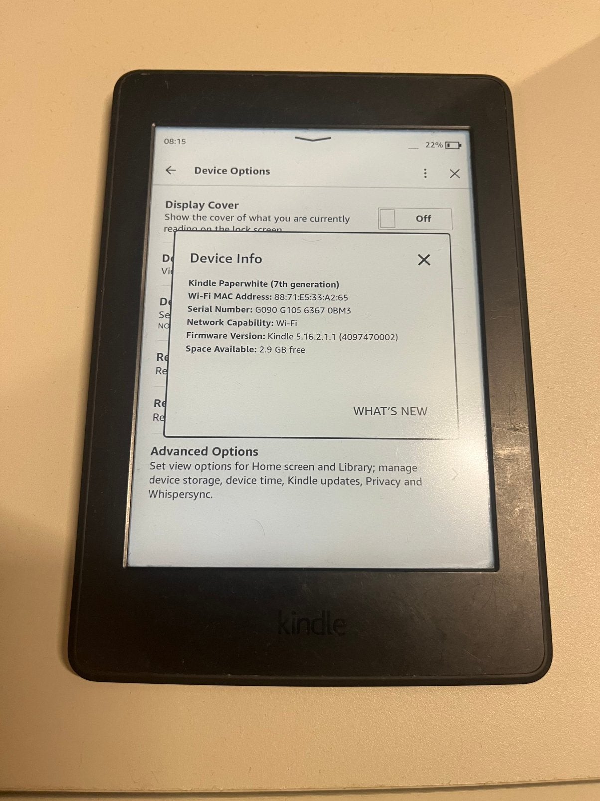Kindle Paperwhite 7e gen. e-reader, Computers en Software, E-readers, Gebruikt, 6 inch of minder, Ophalen of Verzenden, 4 GB of minder