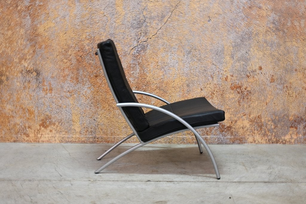 ZGANieuw zwarte leren Harvink Uncle Sam design fauteuil, Harvink, Harvink, 75 tot 100 cm, Ophalen of Verzenden