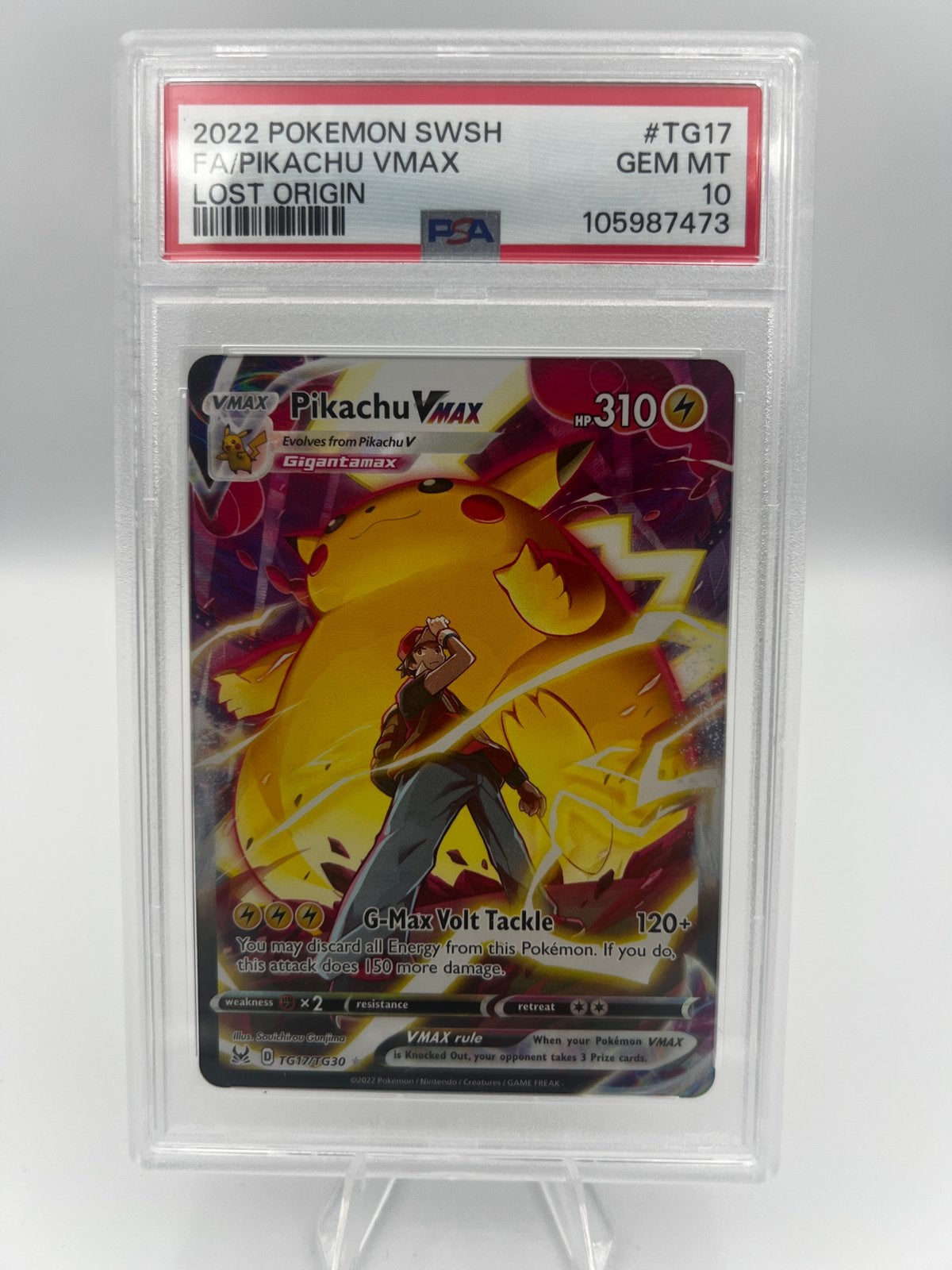 Pikachu VMAX #TG17 Lost Origin PSA 10 Pokemon Kaart, Ophalen of Verzenden, Nieuw, Losse kaart