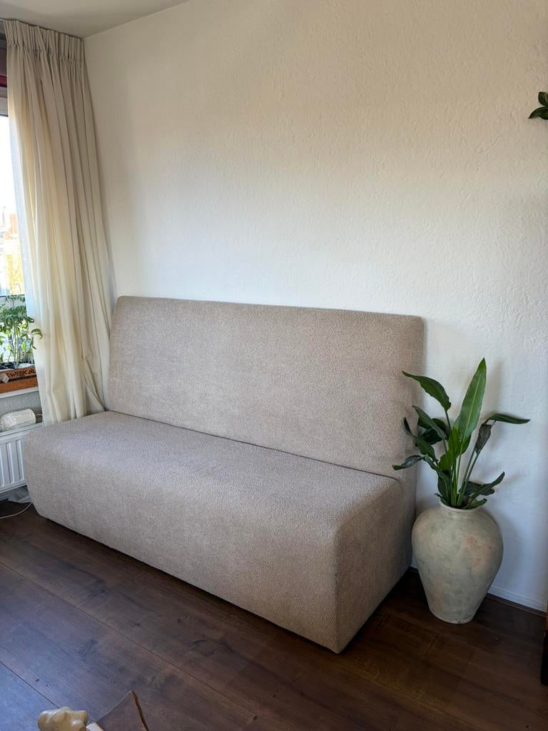 Eetkamerbank teddy boucle stof, Ophalen, Zo goed als nieuw, Tweepersoons, 160 cm